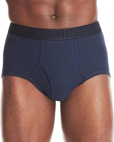 ملابس داخلية قطنية بدون علامات للرجال من Hanes (عبوة من 6 قطع)، أزرق متنوع، متوسط in Kuwait