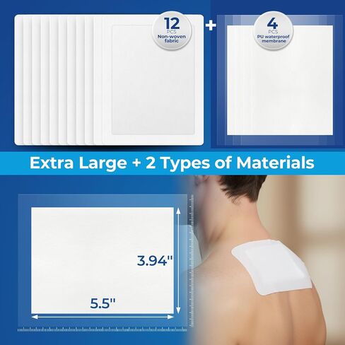 16Pcs Lidocaine Patches, 4% Lidocaine & 3% Menthol - Maximum Strength, Waterproof Patch with Auxiliary Adhesive Layer (12 Non-Woven + 4 PU Film) for Back, Neck, Shoulder, Joint & Muscle Discomfort in Saudi Arabia