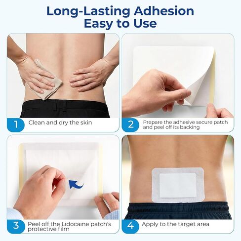 16Pcs Lidocaine Patches, 4% Lidocaine & 3% Menthol - Maximum Strength, Waterproof Patch with Auxiliary Adhesive Layer (12 Non-Woven + 4 PU Film) for Back, Neck, Shoulder, Joint & Muscle Discomfort in Saudi Arabia
