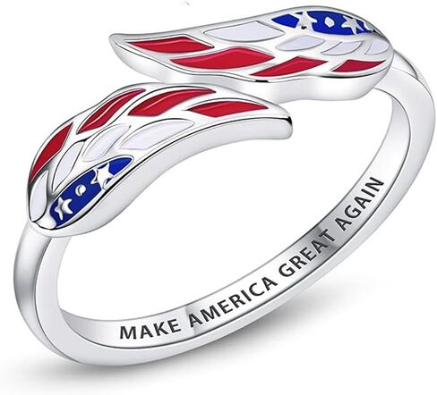 250th Anniversary Flag Patriotic Ring for Women Man, 4th of July Independence Day I Love America USA Open Ring Red White Blue Enamel Jewelry Gifts in Kuwait