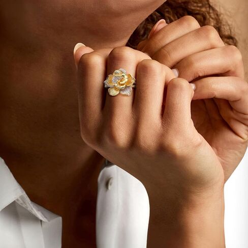 Ross-Simons 0.14 ct. t.w. Diamond Flower Ring in 18kt Gold Over Sterling in Kuwait