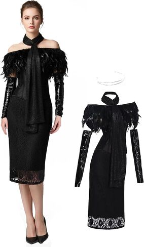 Women Padme Dress Queen Costume Black Off-Shoulder Dress Amidala Costume with Neckring Wristband in Saudi Arabia