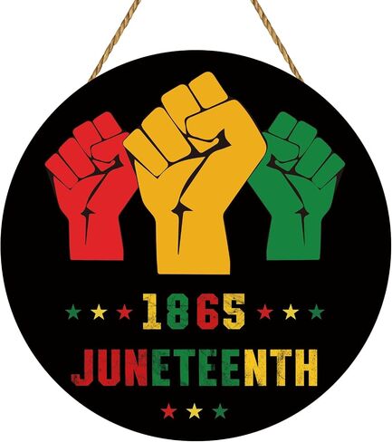 Juneteenth ديكورات الأبواب 1865 Juneteenth علامة معلقة أكاليل خشبية لشماعات الباب الأمامي لحفلة يوم الحرية الاحتفال بالمهرجان الأمريكي الأفريقي الشرفة ديكور المنزل الداخلي in Kuwait