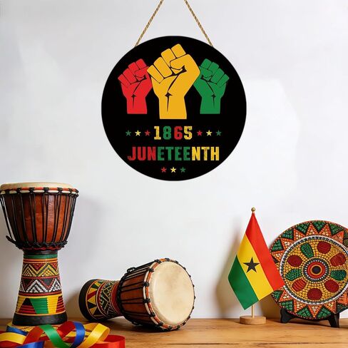 Juneteenth ديكورات الأبواب 1865 Juneteenth علامة معلقة أكاليل خشبية لشماعات الباب الأمامي لحفلة يوم الحرية الاحتفال بالمهرجان الأمريكي الأفريقي الشرفة ديكور المنزل الداخلي in Kuwait
