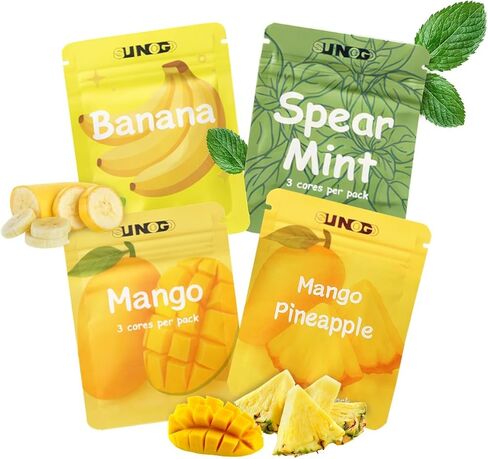 Plant-Based Citrus Flavors for Natural Habit Support. Includes 4 Packs with 12 cores in Mango, Banana, Mango Pineapple, and Spearmint in Kuwait