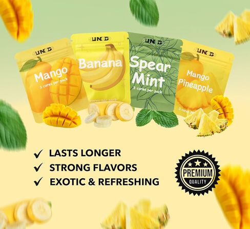 Plant-Based Citrus Flavors for Natural Habit Support. Includes 4 Packs with 12 cores in Mango, Banana, Mango Pineapple, and Spearmint in Kuwait