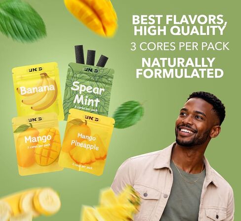 Plant-Based Citrus Flavors for Natural Habit Support. Includes 4 Packs with 12 cores in Mango, Banana, Mango Pineapple, and Spearmint in Kuwait