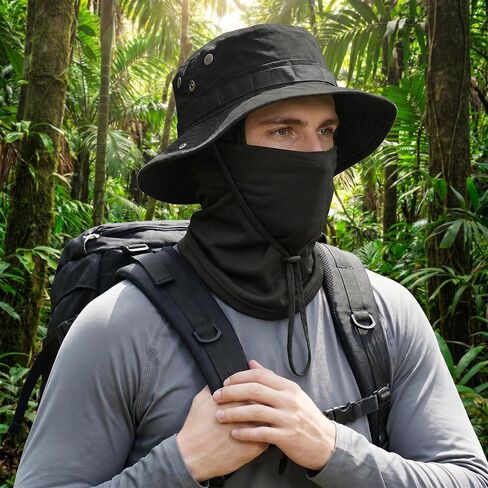 Pistha Sun Hats for Men with Balaclava Face Mask, UV Protection Bucket Hats for Mens Outdoor Fishing Safari Hiking in Kuwait