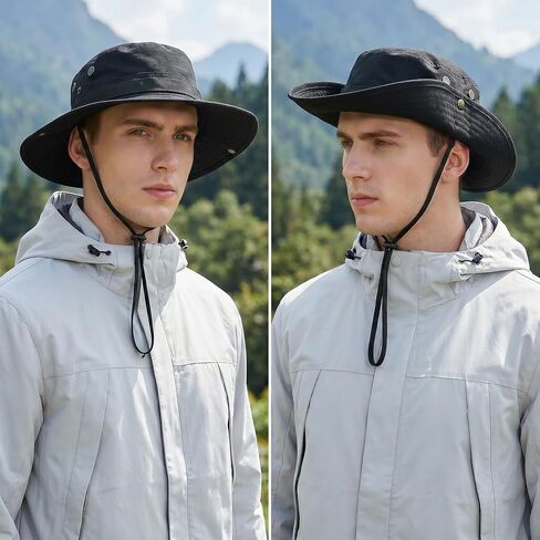 Pistha Sun Hats for Men with Balaclava Face Mask, UV Protection Bucket Hats for Mens Outdoor Fishing Safari Hiking in Kuwait