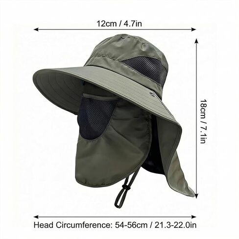 Outdoor Mesh Sun Hat for Men Women, UPF 50+ Wide Brim Fishing Hat with Neck Flap, Summer UV Protection Hat(Army Green) in Kuwait