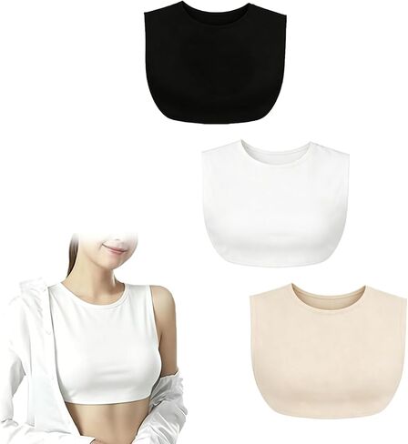 3Pcs Fake Collars for Women Crew Neck Cleavage Cover Modesty Panel Cleavage Cover up for Low Neckline Faux Collar in Saudi Arabia