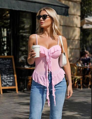 قميص داخلي Avidlove Bralette للنساء من الدانتيل وحزام سباغيتي للخروج Y2k قصير in Kuwait