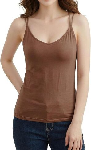 Built in Bra Camisole for Women Soft Modal Cotton Tank Top Criss Cross Spaghetti Strap Cami Breathable Lounge & Sleepwear Top in Saudi Arabia