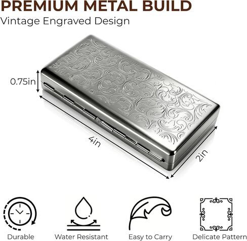 Youeon Vintage Metal Card Holder Case for Men, Spring Clip Slim Pocket Case, Holds Cash, King & 100mm Size, 2 Inch Photos, Small Essentials, Engraved Gunmetal Portable Gift for Dad, Husband in Kuwait
