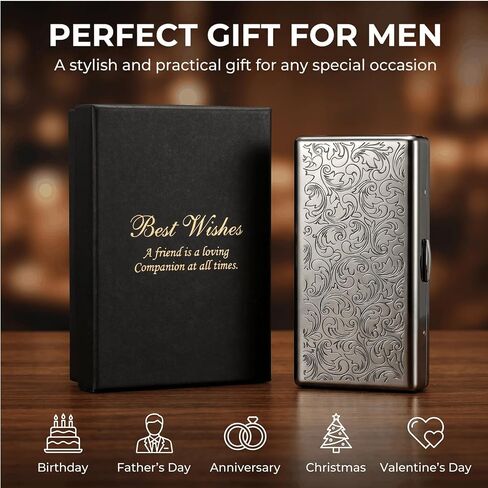 Youeon Vintage Metal Card Holder Case for Men, Spring Clip Slim Pocket Case, Holds Cash, King & 100mm Size, 2 Inch Photos, Small Essentials, Engraved Gunmetal Portable Gift for Dad, Husband in Kuwait
