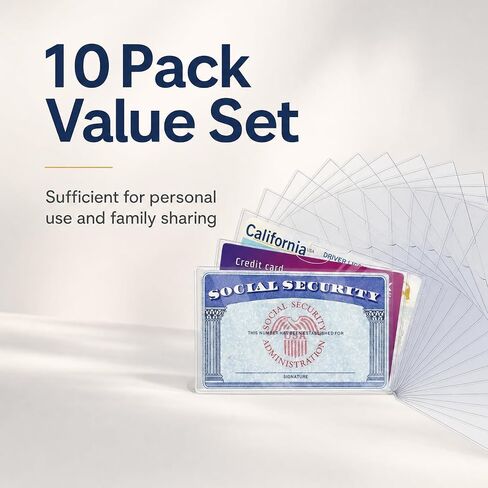 10 Pack Social Security Card Protector Sleeves, Clear PVC ID Card Holders - Waterproof for Medicare Credit Driver's License in Saudi Arabia