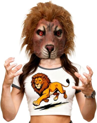 Lion Head Mask, Fierce Lion Latex Half Face Masks for Adults Animal Masquerade Cosplay Dress Up Party Props in Saudi Arabia