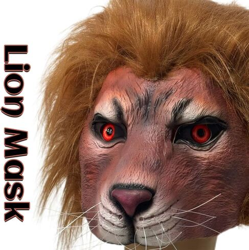 Lion Head Mask, Fierce Lion Latex Half Face Masks for Adults Animal Masquerade Cosplay Dress Up Party Props in Saudi Arabia