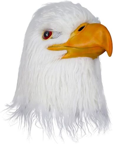 White Eagle Mask Novelty Animal Bird Hair Latex Masks, Fun Adult Party Props for Halloween Raves in Saudi Arabia