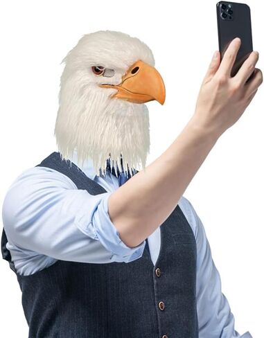 White Eagle Mask Novelty Animal Bird Hair Latex Masks, Fun Adult Party Props for Halloween Raves in Saudi Arabia