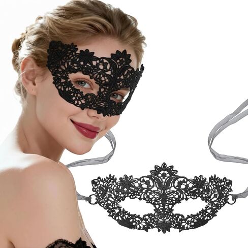 Hoshin Masquerade Mask for Women, Lace Venetian Masks with Feathers Mardi Gras Party Masks Costume in Saudi Arabia