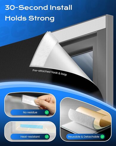 G-WACK Portable Blackout Curtains for Bedroom, 100% Black Out Window Cover Temporary Blackout Shades, Blinds for Indoor Windows No Drill with Upgraded Hook&Loop - for Home, Travel, RV(42" x 60",Black) in Saudi Arabia
