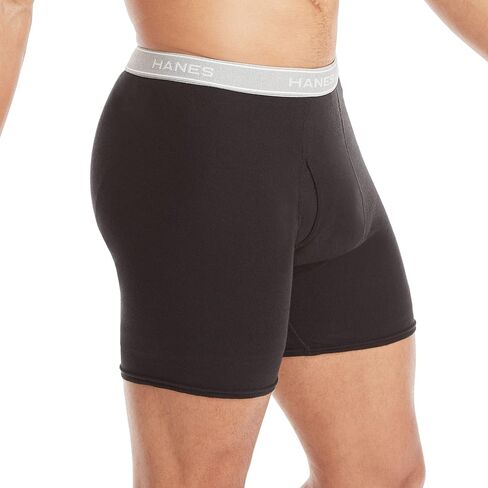 ملابس داخلية بوكسر للرجال من Hanes، ملابس داخلية Cool Dri ماصة للرطوبة، قطن غير قابل للركوب للرجال، 72 قطعة - أسود، مقاس صغير in Kuwait
