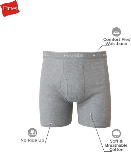 ملابس داخلية بوكسر للرجال من Hanes، ملابس داخلية Cool Dri ماصة للرطوبة، قطن غير قابل للركوب للرجال، 72 قطعة - أسود، مقاس صغير in Kuwait