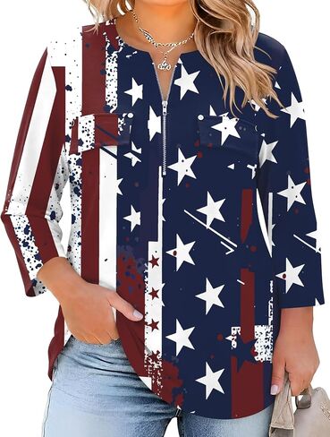 LOMON 3/4 Length Sleeve Womens Plus Size Tops V Neck Tunic Blouses Dressy Casual Oversized Basic Tees Loose Fit Shirts in Kuwait