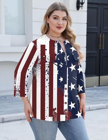 LOMON 3/4 Length Sleeve Womens Plus Size Tops V Neck Tunic Blouses Dressy Casual Oversized Basic Tees Loose Fit Shirts in Kuwait