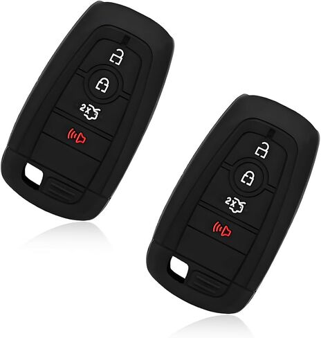 KVAEY 2 PCS Silicone Key Fob Cover, Automotive Smart 5 Buttons Remote Key Fob Protective Cover, Universal Remote Key Protector for F150 F250 F350 F450 F550 Bronco, Car Accessories (Black+Red) in Saudi Arabia