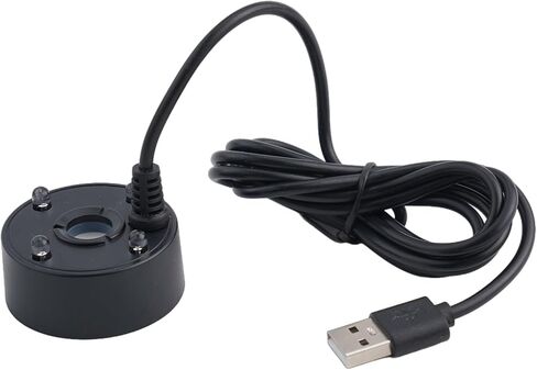 جهاز ضباب USB مع مصباح LED ملون، مرطب منخفض الطاقة 5 وات لخزان الأسماك، مزهرية مياه، كابل 1.4 متر للاستخدام الداخلي والخارجي (أسود) in Kuwait