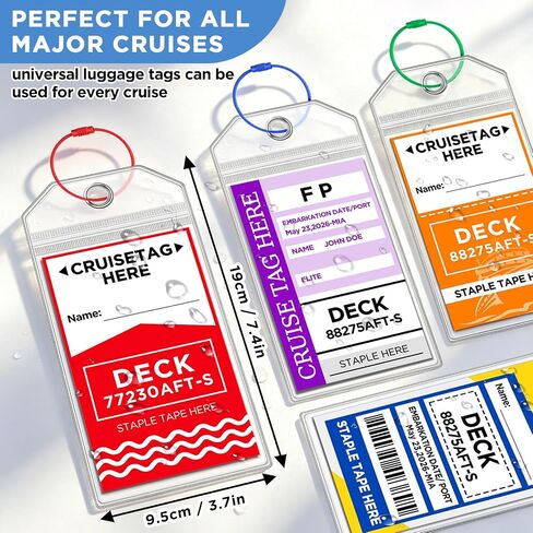 Cruise Essentials Kit 2026, 2 Pack Lanyards for Cruise Ship Cards and 4 Pack Cruise Luggage Tag Holders with 4 Sets Magnetic Hooks and Clips for Cruise Cabins - Fits All Cruise Lines in Kuwait