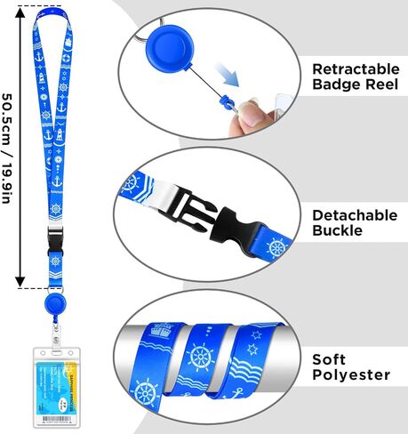 Cruise Essentials Kit 2026, 2 Pack Lanyards for Cruise Ship Cards and 4 Pack Cruise Luggage Tag Holders with 4 Sets Magnetic Hooks and Clips for Cruise Cabins - Fits All Cruise Lines in Kuwait