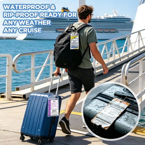 Cruise Essentials Kit 2026, 2 Pack Lanyards for Cruise Ship Cards and 4 Pack Cruise Luggage Tag Holders with 4 Sets Magnetic Hooks and Clips for Cruise Cabins - Fits All Cruise Lines in Kuwait
