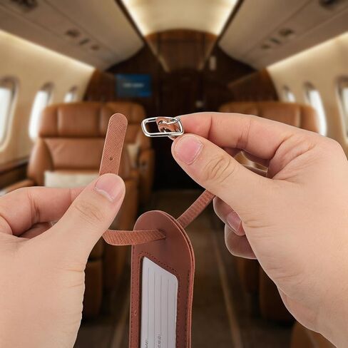 Garneck 6 Pcs Leather Luggage Tags for Suitcases: Brown Pu Travel Bag Tags with Adjustable Strap & Transparent Window Reusable Name Id Labels for Suitcases, Backpacks and Business Travel in Kuwait
