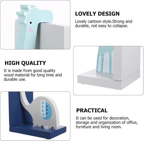 Creative Wooden Animal Bookends for Office and Home Non-Slip Decorative Book Holders with Stable Design for Organizing Books Files Magazines Shelves and Desks in Kuwait