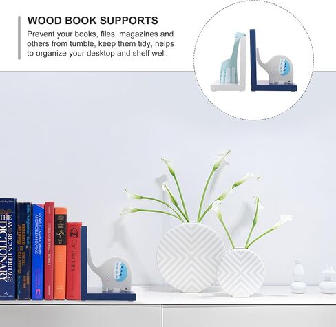 Creative Wooden Animal Bookends for Office and Home Non-Slip Decorative Book Holders with Stable Design for Organizing Books Files Magazines Shelves and Desks in Kuwait