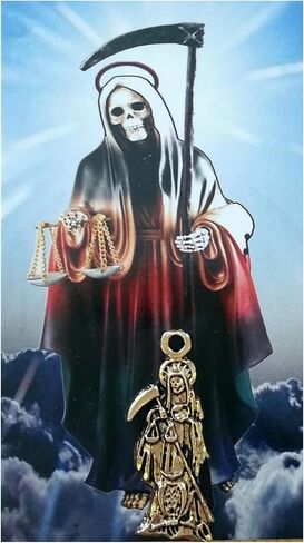 Holy Death Charm with Prayer Card in Spanish. Dije De La Santa Muerte Con Estampa Y Oracion En Español. (Holy Death) in Kuwait