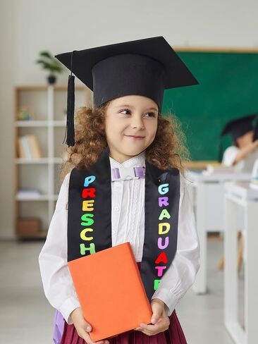 12 Pcs Preschool Graduation Stole Bulk Kindergarten Printed Graduate Sash Honor Graduation Gifts for Unisex Children (Black) in Kuwait