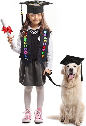 12 Pcs Preschool Graduation Stole Bulk Kindergarten Printed Graduate Sash Honor Graduation Gifts for Unisex Children (Black) in Kuwait