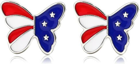 MALOYANVE American Flag Stud Earrings for Women Patriotic Star Heart Windmills Butterfly Eagle Cross Bowkont 4th of July Studs Independence Day Jewelry Gift in Kuwait