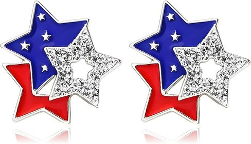 MALOYANVE American Flag Stud Earrings for Women Patriotic Star Heart Windmills Butterfly Eagle Cross Bowkont 4th of July Studs Independence Day Jewelry Gift in Kuwait