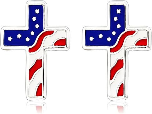 MALOYANVE American Flag Stud Earrings for Women Patriotic Star Heart Windmills Butterfly Eagle Cross Bowkont 4th of July Studs Independence Day Jewelry Gift in Kuwait