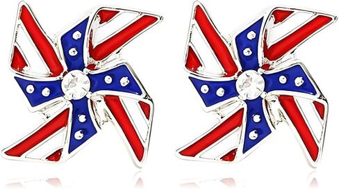 MALOYANVE American Flag Stud Earrings for Women Patriotic Star Heart Windmills Butterfly Eagle Cross Bowkont 4th of July Studs Independence Day Jewelry Gift in Kuwait