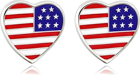 MALOYANVE American Flag Stud Earrings for Women Patriotic Star Heart Windmills Butterfly Eagle Cross Bowkont 4th of July Studs Independence Day Jewelry Gift in Kuwait