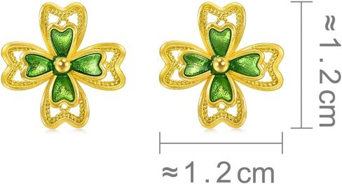 CHOW SANG SANG 999 24K Gold MINTYGREEN Lucky Four-Leaf Dainty Stud Earrings for Women 95579E Price-by-Weight Approx. 2.99g Gold in Kuwait