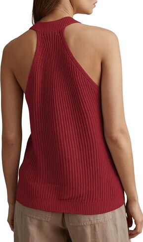 Women Sweater Vest Sleeveless Button Up Knit Vest Tops V Neck Halter Tank Tops Red L in Kuwait