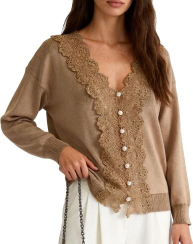LEO'S VASE 2026 Knitted Lace Cardigan for Women, Button Down Bolero Shrug with Scallop Trim, Elegant Dressy Casual Top in Saudi Arabia