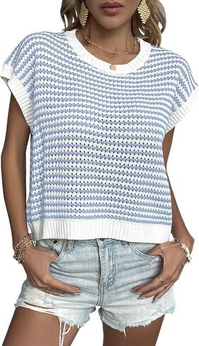 Sweater Vests for Women, Women's Sweater Vests-Cable Knit Sweater Women/,Short Sleeve Tops for Women,Ladies Sweater in Kuwait